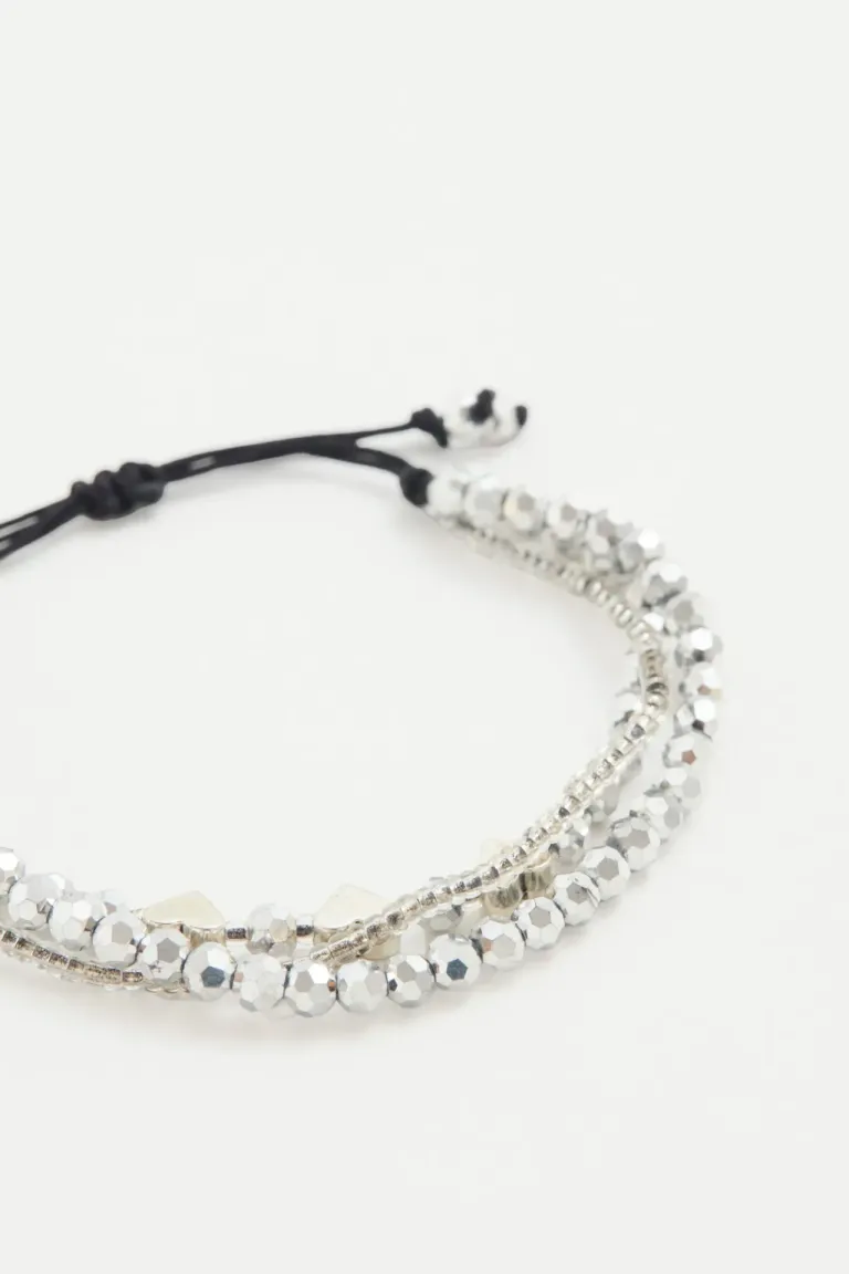 Pulsera Regulable de Hilo con Detalles Metálicos y Piedras Facetadas de Rapsodia en Bijouterie para argentina