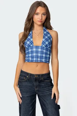 Top halter estampado cuadros de Edikted en Tops para argentina