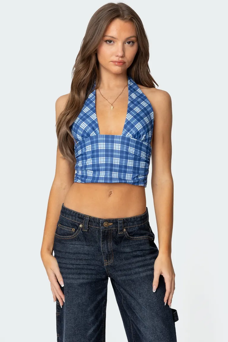 Top halter estampado cuadros de Edikted en Tops para argentina