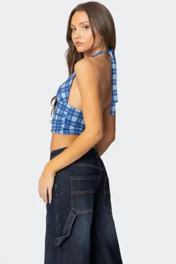 Top halter estampado cuadros de Edikted en Tops para argentina