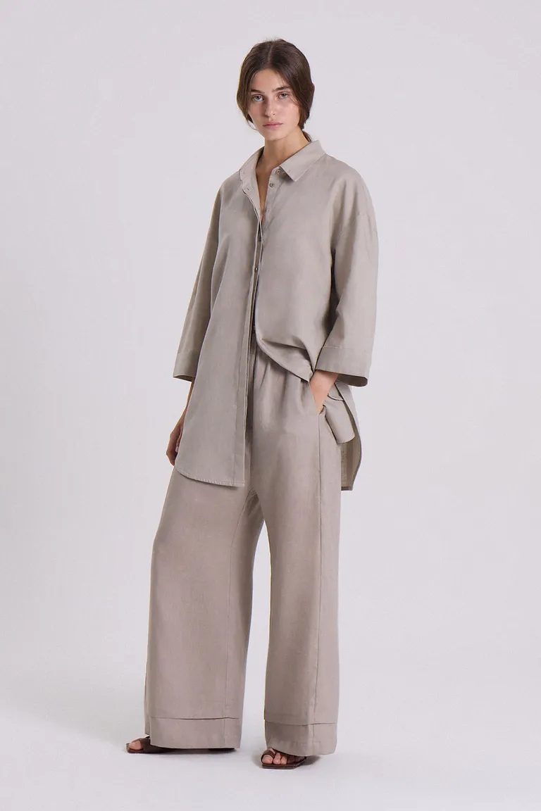 Camisa de lino y algodón de corte recto y manga 3/4 para mujer de Maria Cher en Camisas para argentina