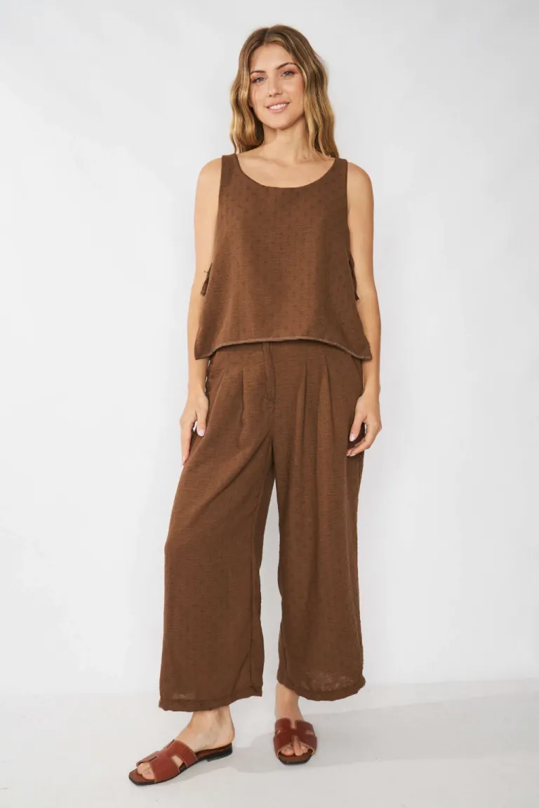 Pantalón Capri de Lino Calado en Verde para Mujer de Belle en Pantalones para argentina