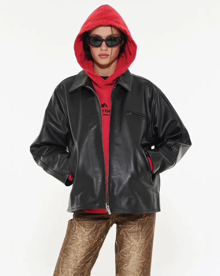 Chaqueta de cuero negra de calce relajado y diseño unisex de Ay Not Dead en Chaquetas para argentina