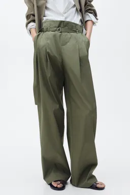 Pantalón algodón wideleg cinturón de Mango en Pantalones para argentina