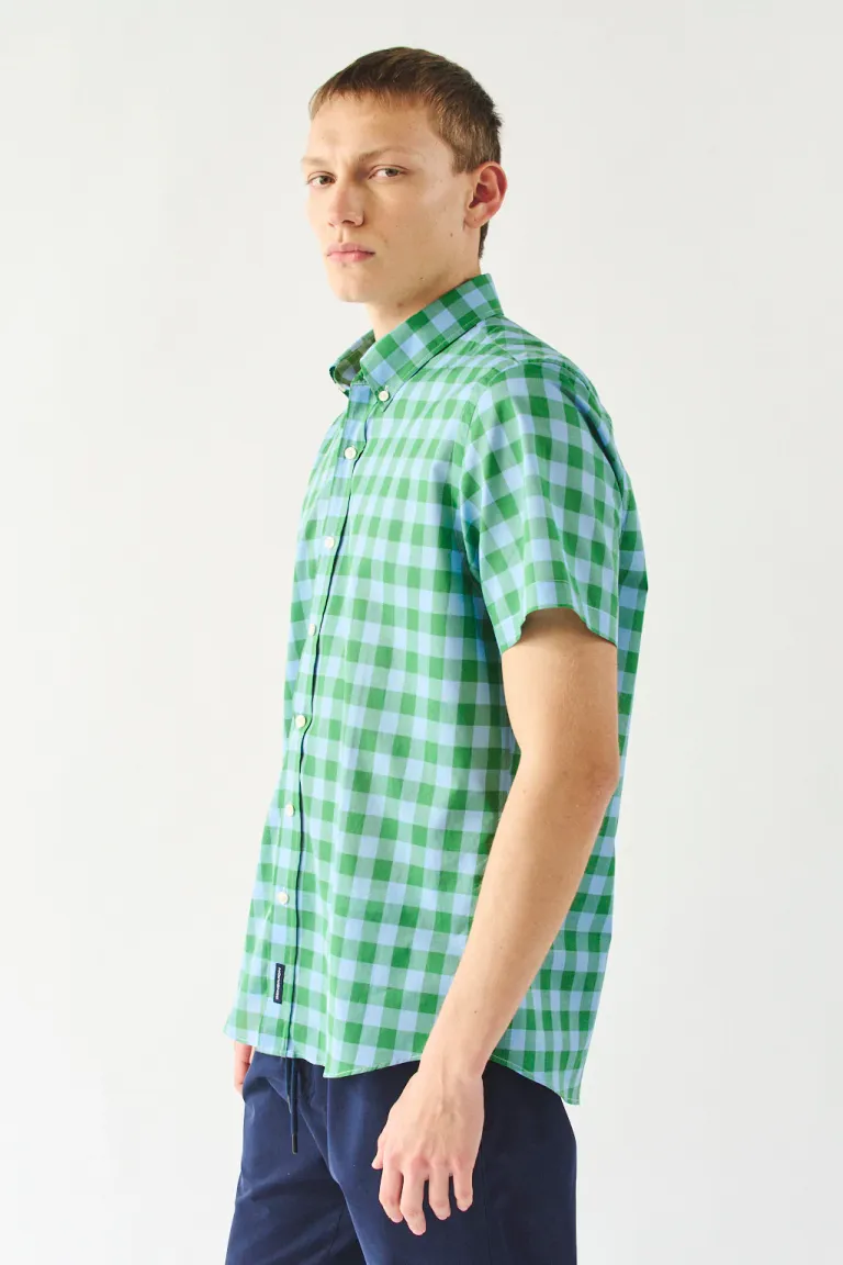 Camisa de cuadros verdes y blancos para hombre con diseño regular y manga corta de Bensimon en Camisas para argentina
