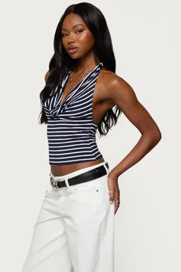 Top halter rayado cuello cowl de Edikted en Tops para argentina