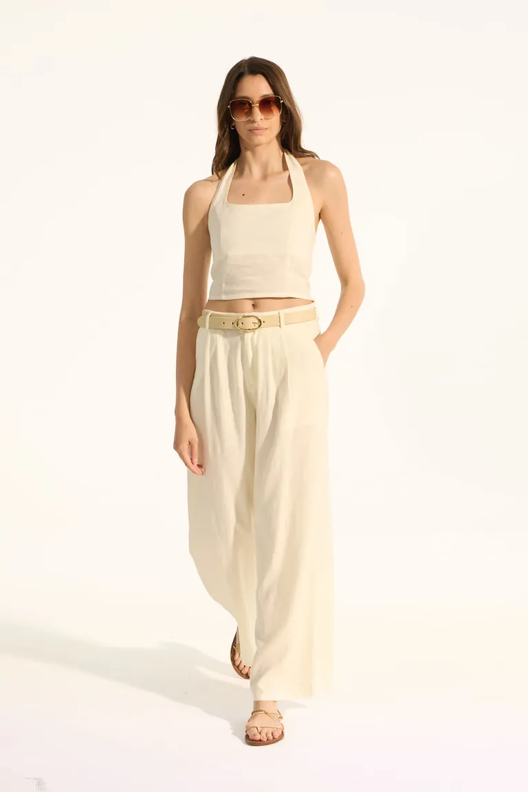 Pantalón de lino viscosa con detalles de tablas y pinzas para un ajuste perfecto de Portsaid en Pantalones para argentina