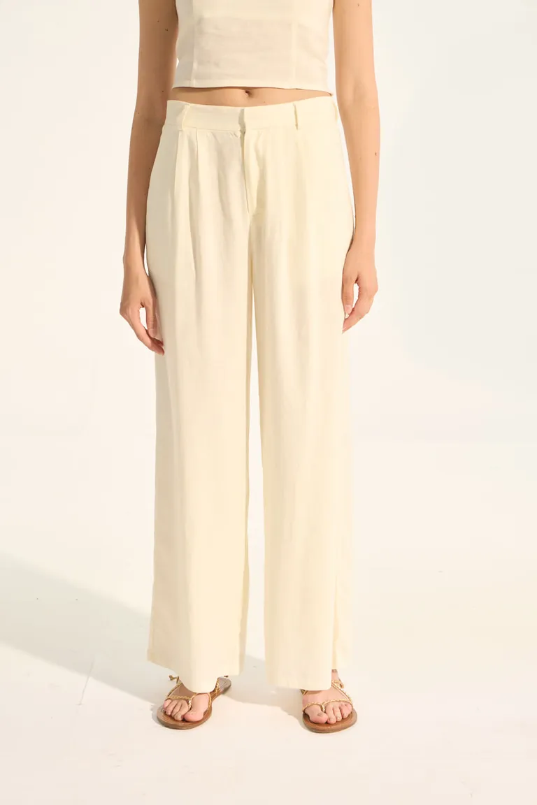 Pantalón de lino viscosa con detalles de tablas y pinzas para un ajuste perfecto de Portsaid en Pantalones para argentina
