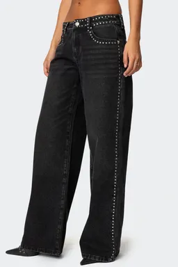 Jeans tiro bajo tachas quincy de Edikted en Pantalones para argentina