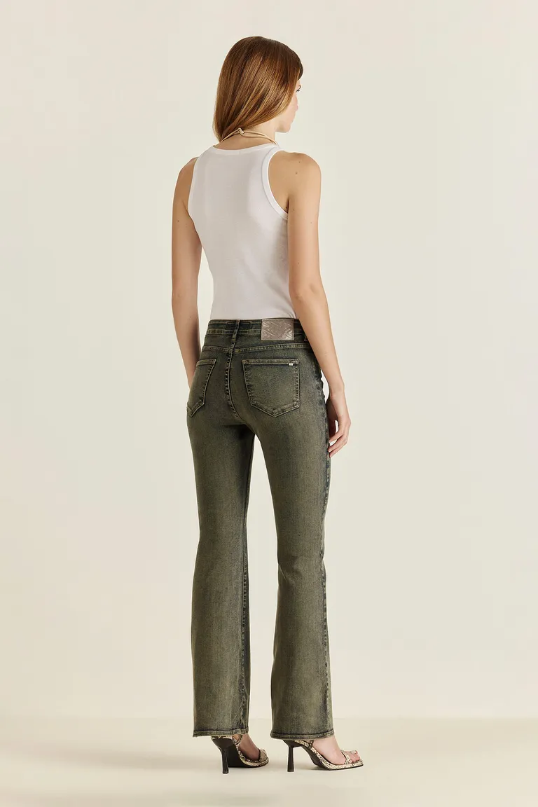 Pantalón de denim tiro alto con acabado especial y desgaste vintage de Tucci en Pantalones para argentina