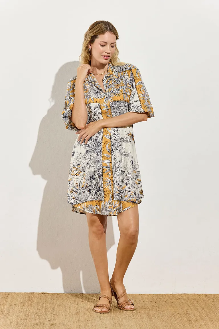 Túnica de algodón con estampado floral y manga abullonada de Indiastyle en Túnicas para argentina