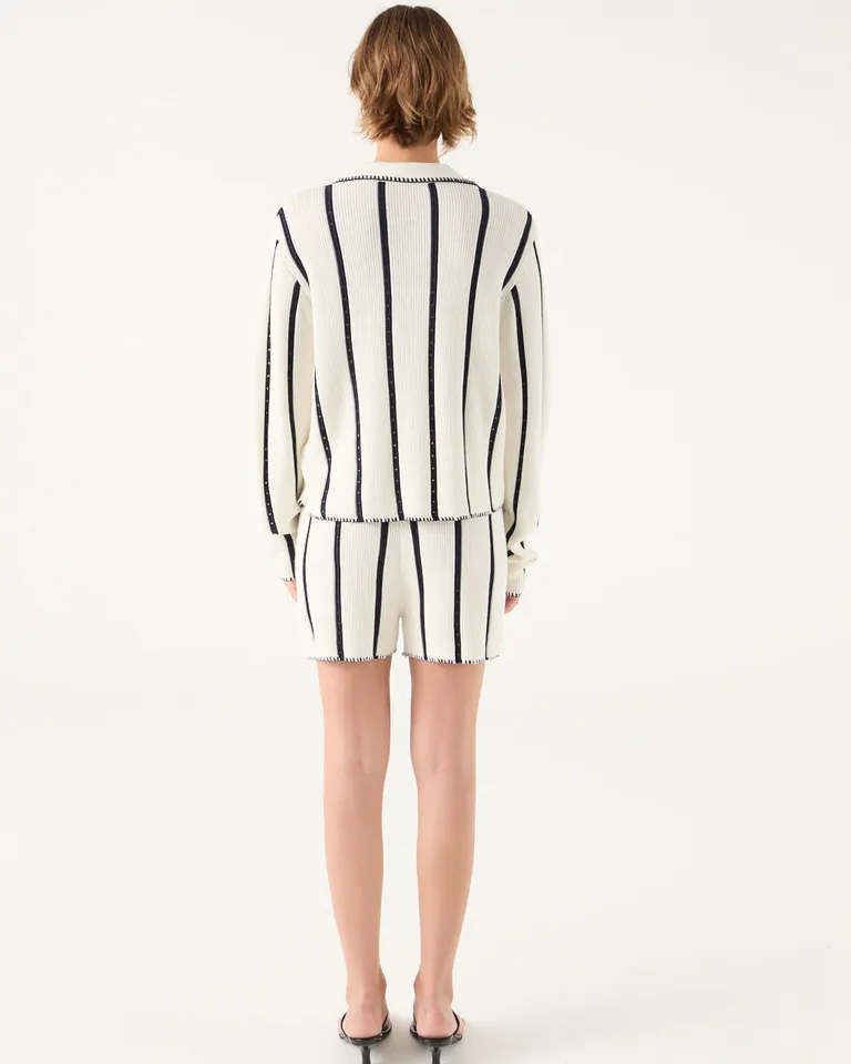 Short tejido de tiro alto con diseño de rayas verticales y cordón de ajuste en la cintura de Furzai en Shorts para argentina