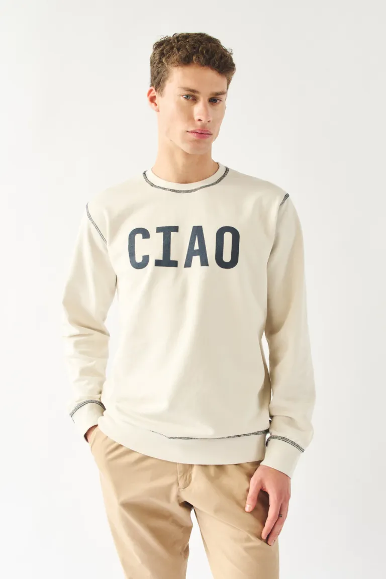 Buzo informal con estampa 'CIAO' en color marfil para hombre de Bensimon en Buzos y Sweaters para argentina