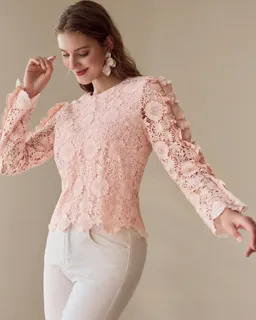 Blusa encaje guipur con volantes de Motf en Blusas para argentina