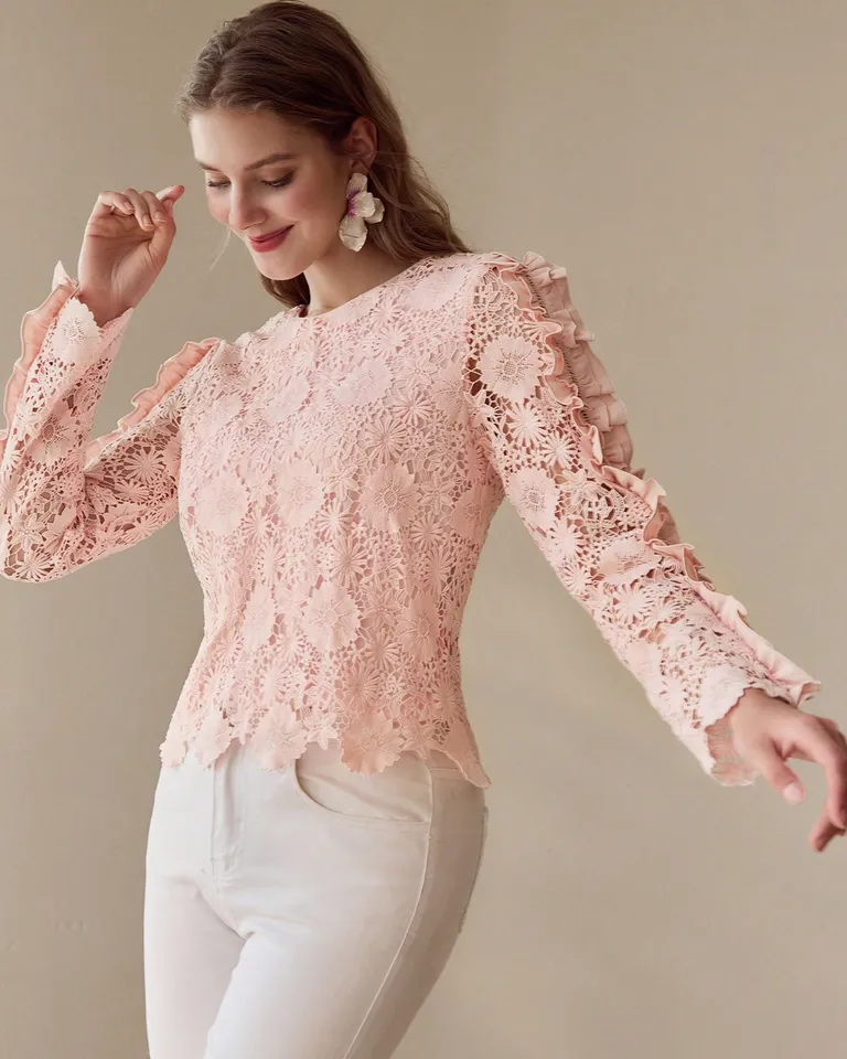 Blusa encaje guipur con volantes de Motf en Blusas para argentina