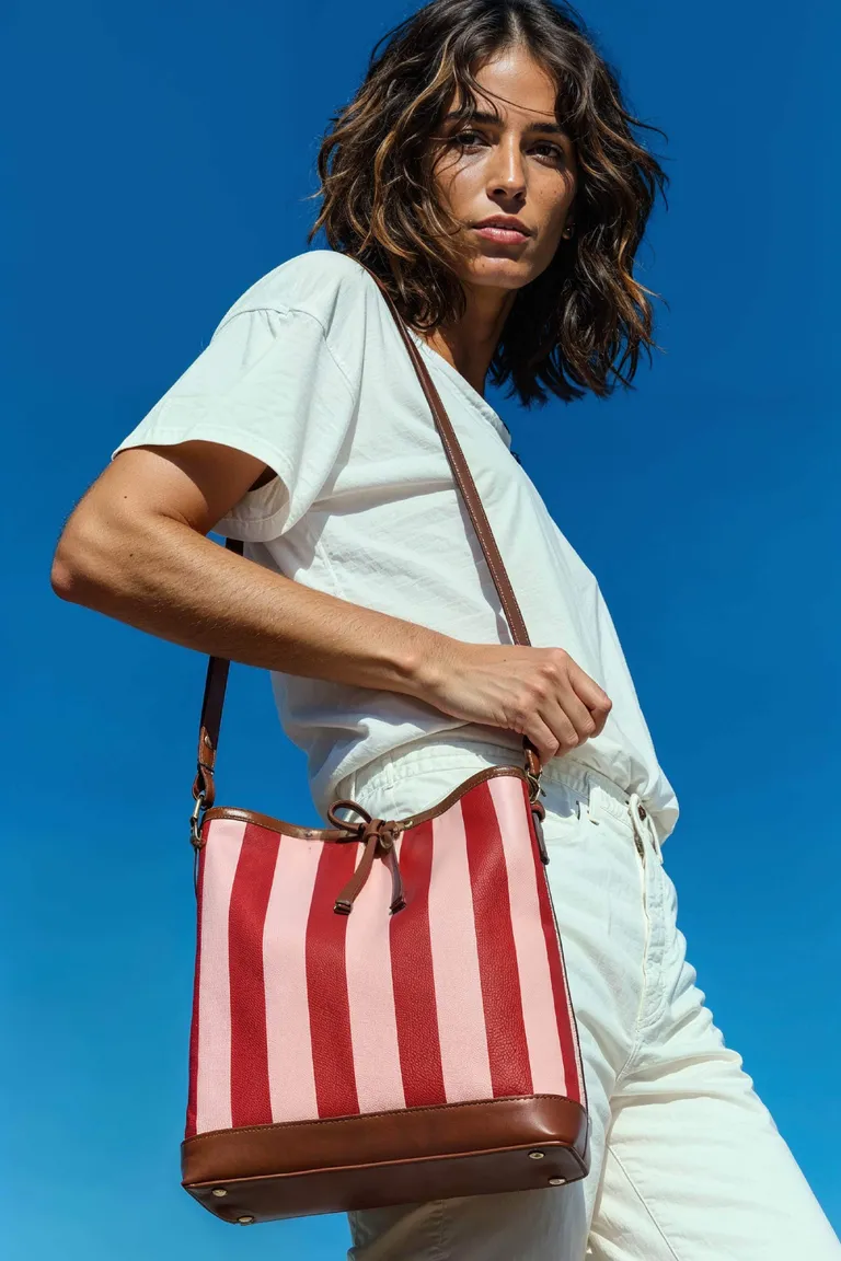 Cartera bicolor de tejido técnico con correa de cuero de Maria Cher en Bolsos y Carteras para argentina