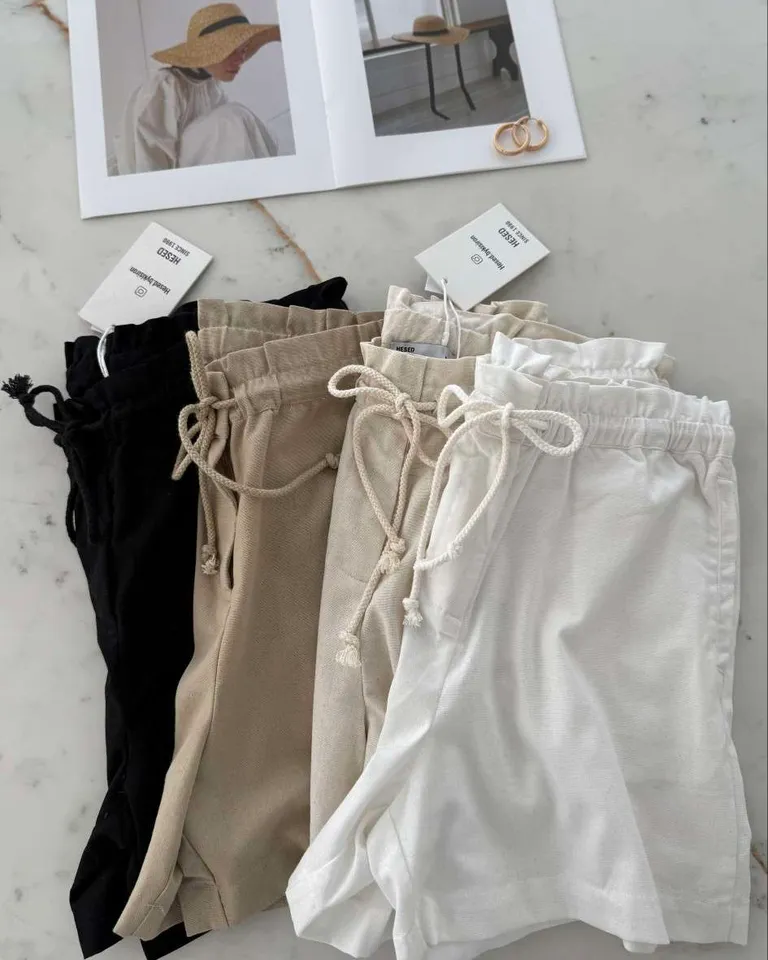 Short de lino con cordones y bolsillos para mujer de Hesed en Shorts para argentina
