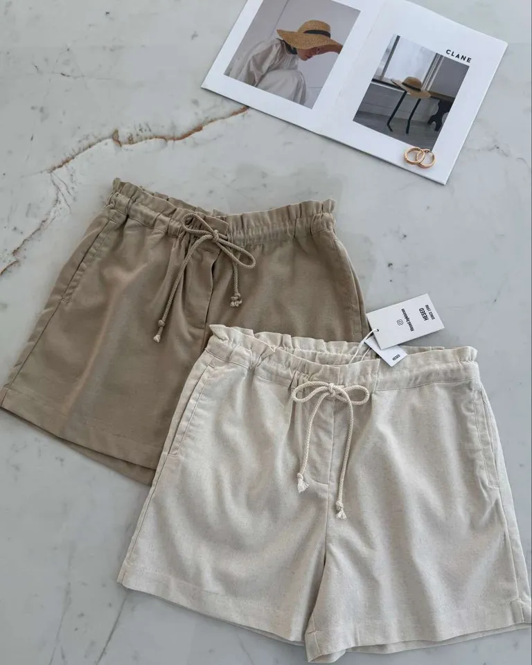 Short de lino con cordones y bolsillos para mujer de Hesed en Shorts para argentina