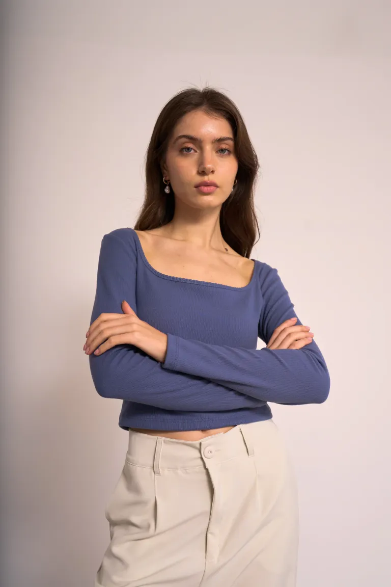 Remera de manga larga con escote cuadrado para mujer de Lemmon en Remeras para argentina