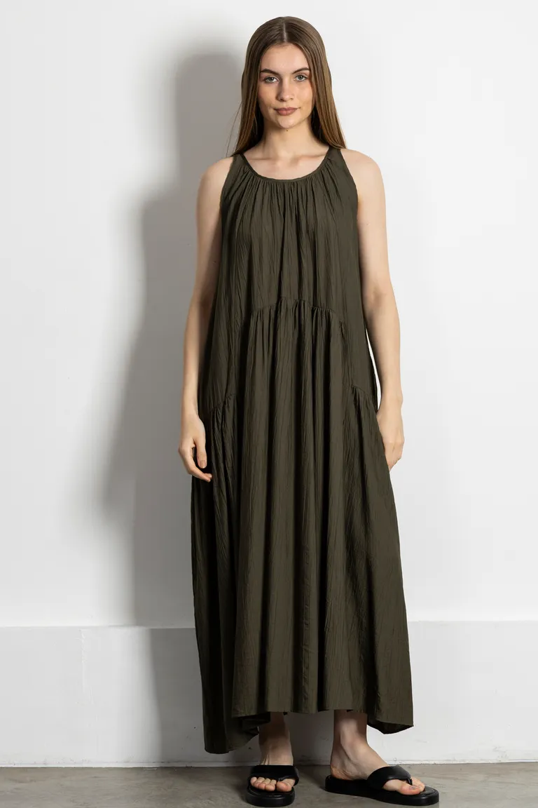 Vestido largo con textura arrugada y frunces en diseño holgado de Kill en Vestidos para argentina