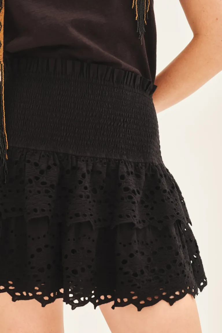 Falda de broderie con volados y punto smock en la cintura de Rapsodia en Faldas para argentina