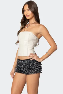 Corset cuero sintético cordones betty de Edikted en Tops para argentina