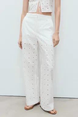 Pantalón recto algodón bordado de Mango en Pantalones para argentina