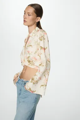 Blusa lino con flores de Mango en Blusas para argentina