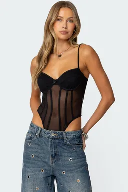 Body jenia transparente con copas de Edikted en Bodies para argentina