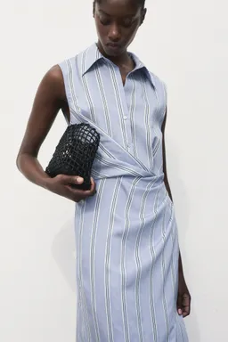 Vestido camisero drapeado rayado de Mango en Vestidos para argentina