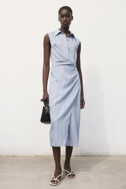 Vestido camisero drapeado rayado de Mango en Vestidos para argentina