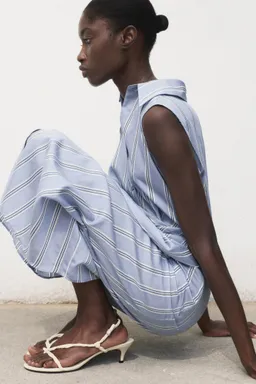 Vestido camisero drapeado rayado de Mango en Vestidos para argentina