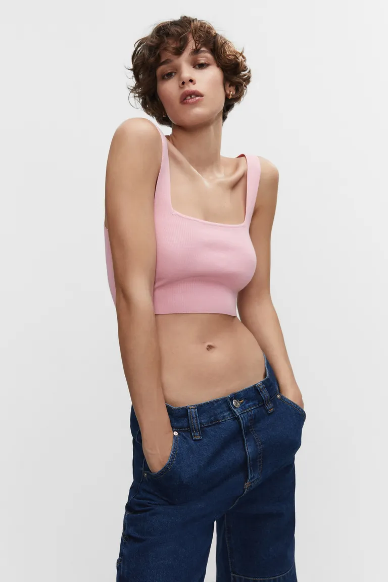 Top crop punto fino de Mango en Tops para argentina