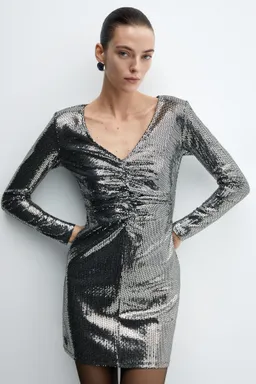 Vestido fruncido lentejuelas de Mango en Vestidos para argentina