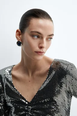 Vestido fruncido lentejuelas de Mango en Vestidos para argentina