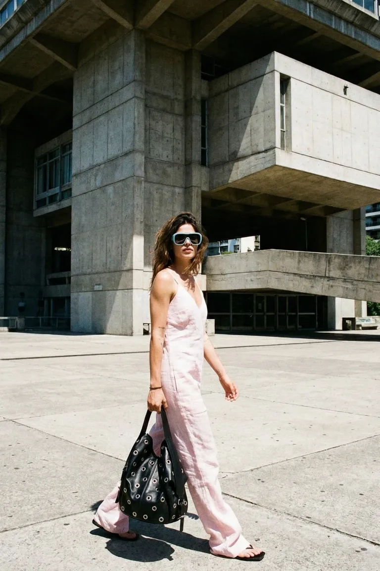 Vestido largo femenino en tono rosa pastel con detalles en el diseño de Maria Cher en Vestidos para argentina