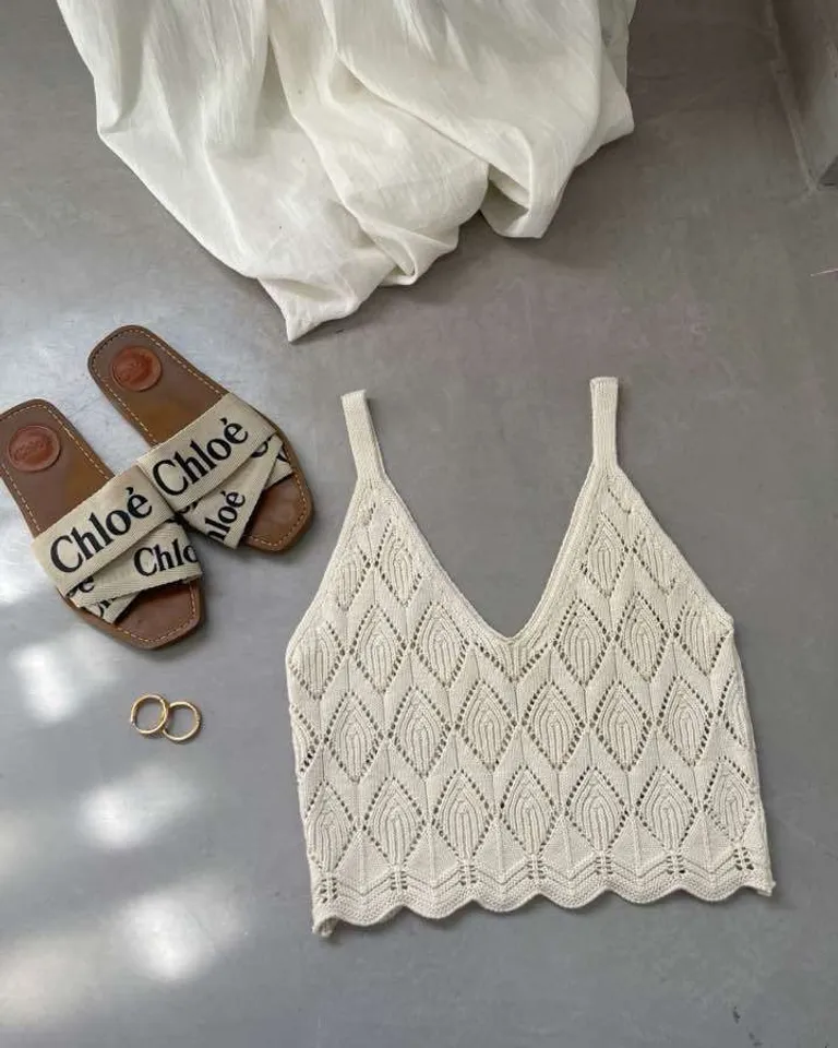 Top hilo de algodón calado con diseño de rombos de Hesed en Tops para argentina