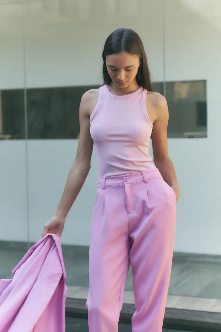 Top rosado básico de corte recto y escote redondo para mujer de Lemmon en Tops para argentina