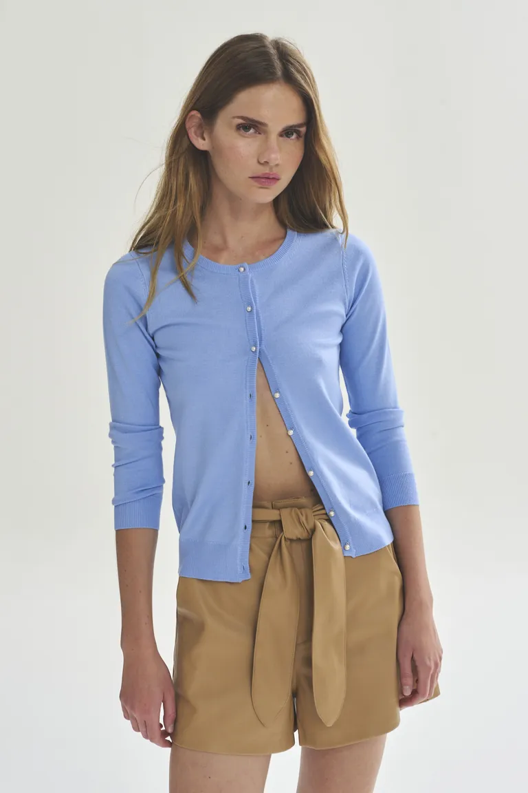 Suéter de manga larga para mujer en tonalidad azul clara de Akiabara en Buzos y Sweaters para argentina