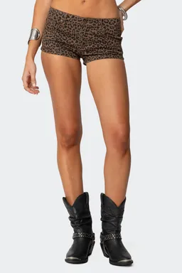 Micro shorts twill estampado leopardo de Edikted en Shorts para argentina