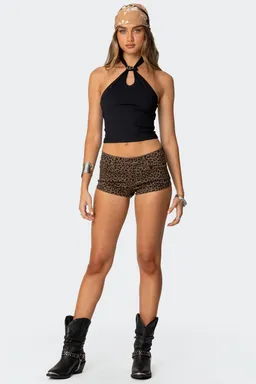 Micro shorts twill estampado leopardo de Edikted en Shorts para argentina