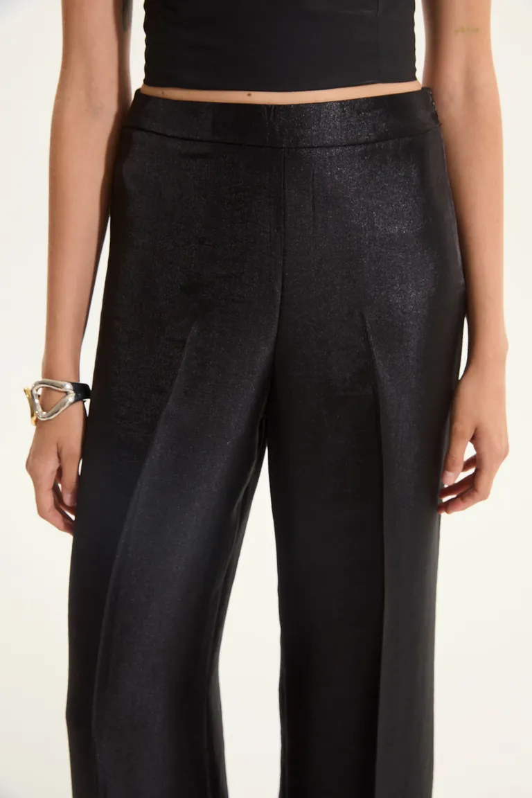 Pantalón de pierna recta con brillo en color negro para looks de noche de Portsaid en Pantalones para argentina
