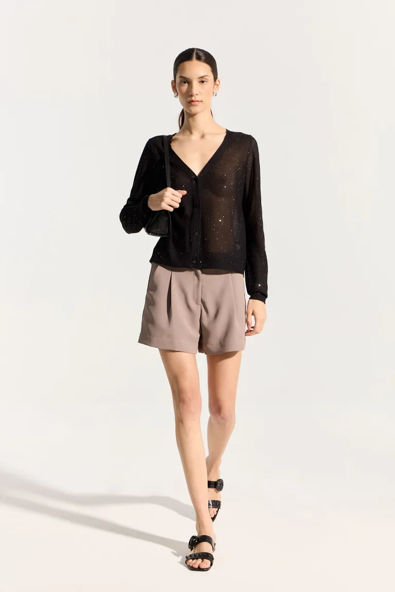 Cárdigan de largo modular con escote en V y detalles de mini lentejuelas de Portsaid en Buzos y Sweaters para argentina