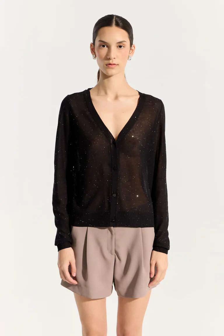 Cárdigan de largo modular con escote en V y detalles de mini lentejuelas de Portsaid en Buzos y Sweaters para argentina