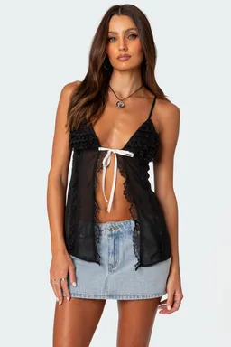 Top traslúcido encaje linette de Edikted en Tops para argentina