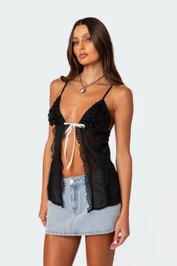 Top traslúcido encaje linette de Edikted en Tops para argentina