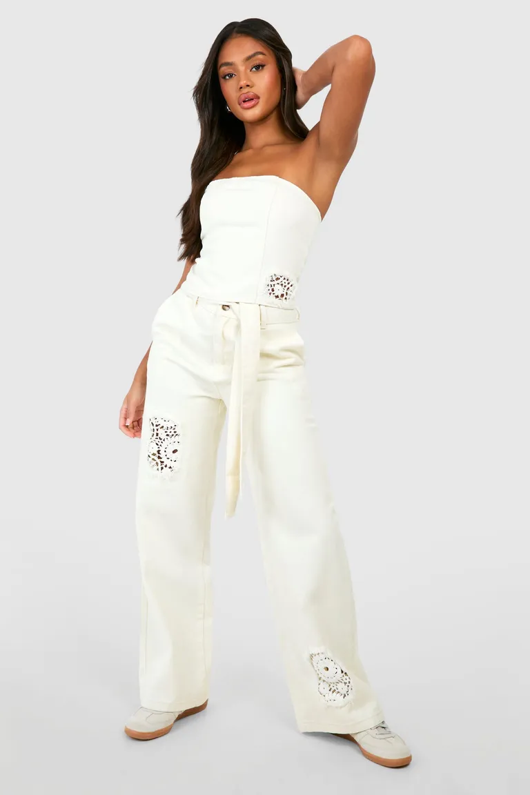 Jean ancho cinturón crochet de Boohoo en Pantalones para argentina