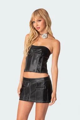 Corset cuero sintético moss de Edikted en Tops para argentina