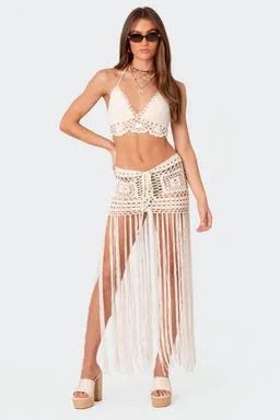 Falda maxi flecos crochet lillee de Edikted en Swimwear y Beachwear para argentina