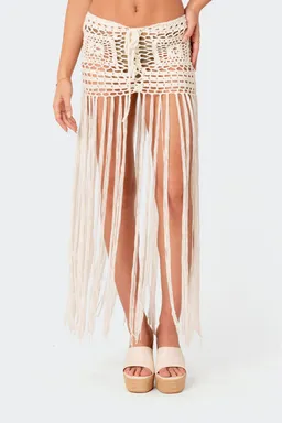 Falda maxi flecos crochet lillee de Edikted en Swimwear y Beachwear para argentina